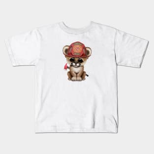 Cute Cougar Cub Firefighter Kids T-Shirt